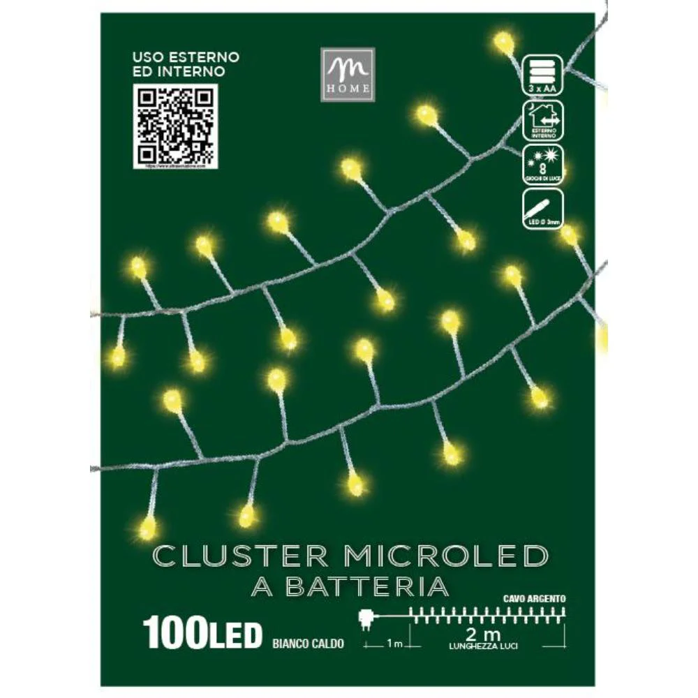 filo microLED,100 LED,bianco caldo,flash,2,5 metri,luci Natale,decorazione luminosa,illuminazione natalizia