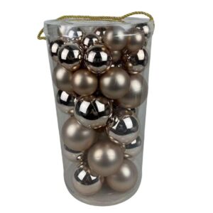 palline Natale,set 50 pezzi,champagne,plastica,misure miste,decorazione albero,addobbi Natale,palline decorative