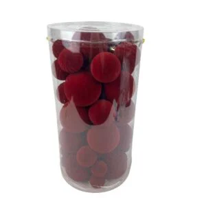palline Natale,set 50 pezzi,bordeaux,vellutate,plastica,misure miste,decorazione albero,addobbi natalizi