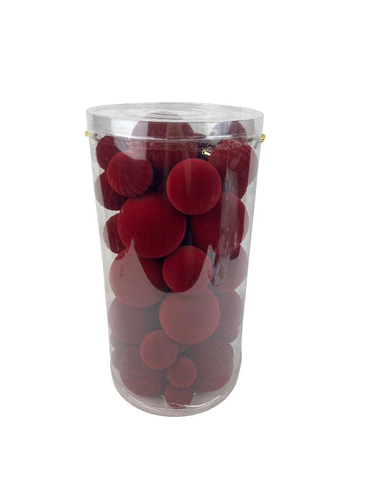 palline Natale,set 50 pezzi,bordeaux,vellutate,plastica,misure miste,decorazione albero,addobbi natalizi