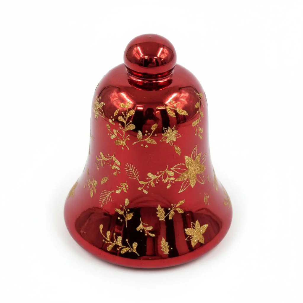 campana Natale,campana rossa,vetro,lucida,rotante,luci,decorazione luminosa,soprammobile Natale