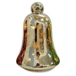 CAMPANA ORO LUCIDO VETRO ROTANTE LUCI H21,5CM
