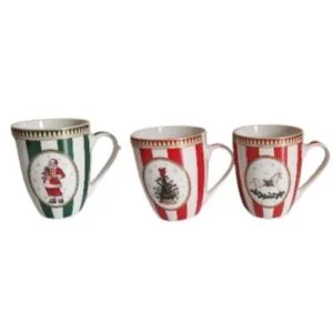 MUG RIGATA NATALIZIA PORCELLANA 360ML DESIGN ASS.