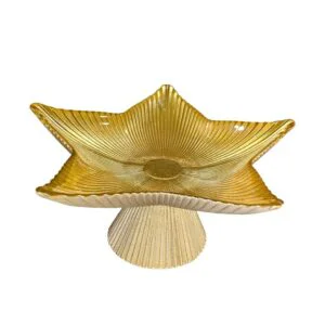 ALZATA IN VETRO ORO A FORMA DI STELLA  D.24XH.11,5