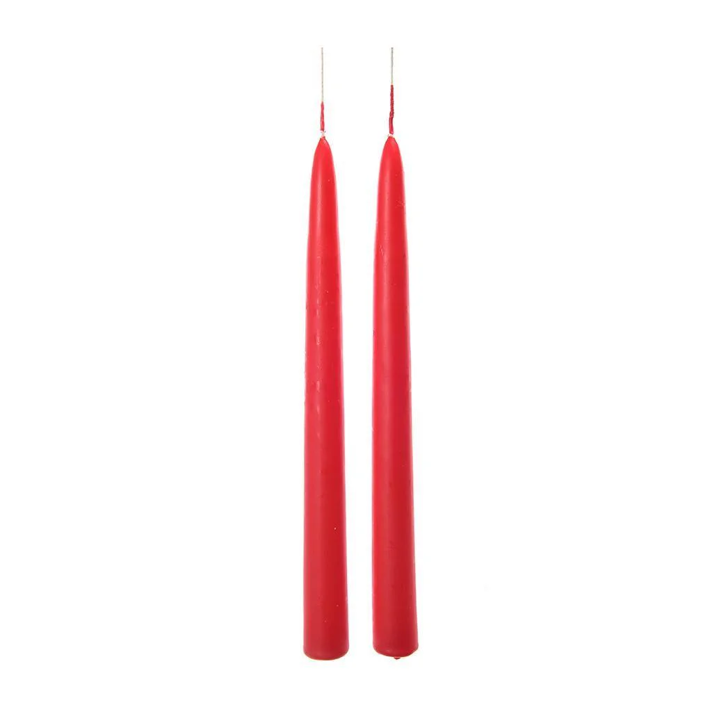 candele a stelo,rosse,coppia,lucide,25 cm,candele Natale,decorazione tavola,portacandela