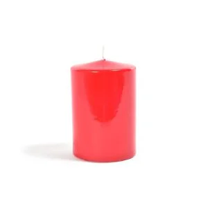 CANDELA PILLAR ROSSA LUCIDA IN CERA GR. D.8XH.10CM