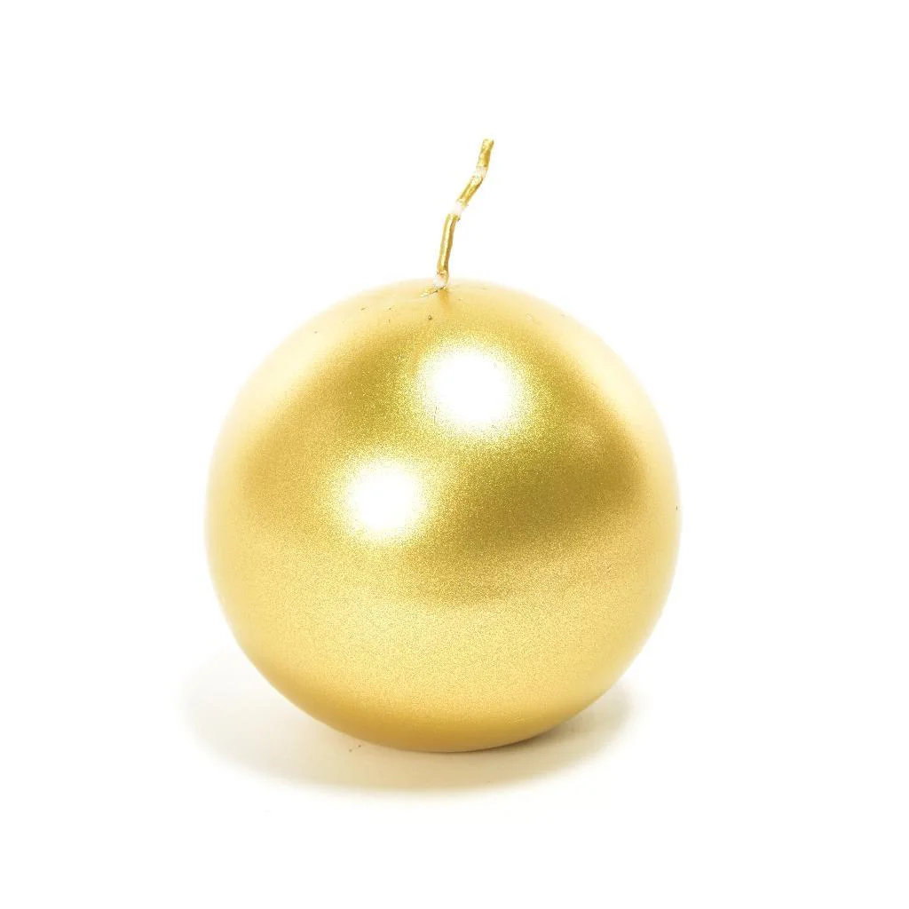candela sfera,oro,cera,430 g,10 cm,candela Natale,decorazione tavola,addobbo natalizio