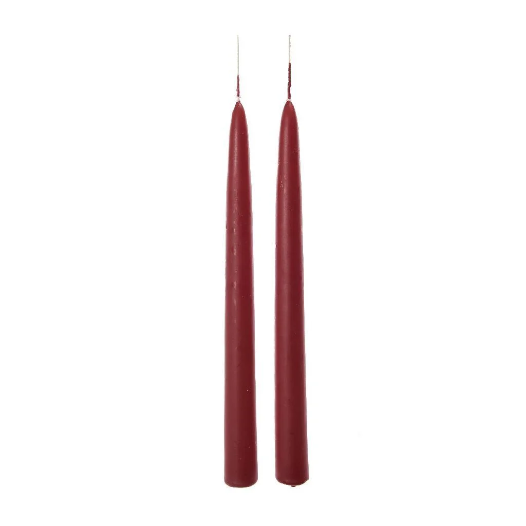 candele a stelo,bordeaux,coppia,lucide,25 cm,candele Natale,decorazione tavola