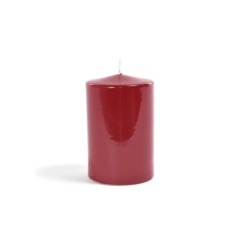 candela pillar,candela bordeaux,cera,lucida,candela Natale,decorazione tavola,addobbo natalizio,candela decorativa