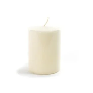 CANDELA PILLAR AVORIO LUCIDA IN CERA D.8XH.10CM