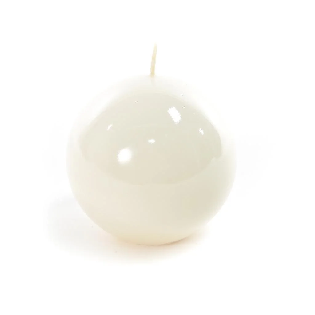 candela sfera,avorio,cera,lucida,430 g,10 cm,candela Natale,decorazione tavola