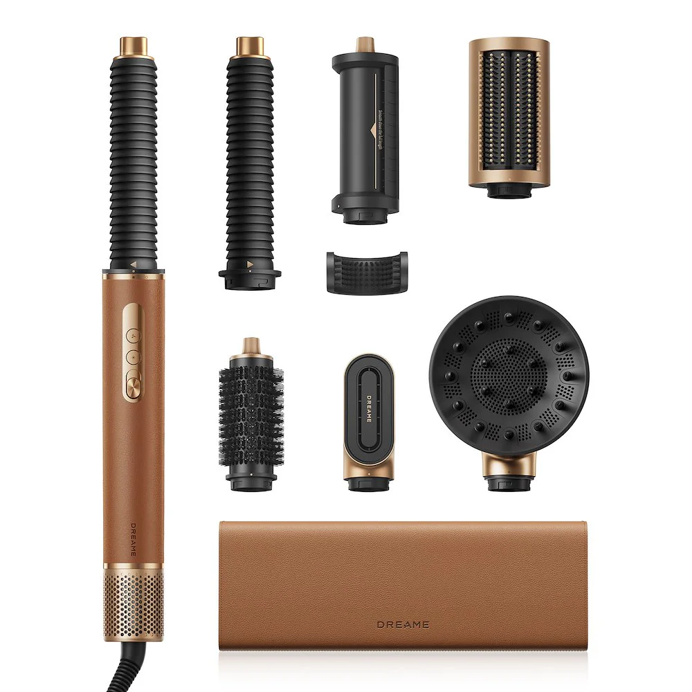 styler 7in1,asciugacapelli,modellatore,arricciacapelli,protezione calore,styling,accessori,finitura gold