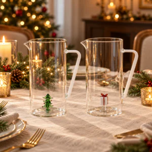 CARAFFA VETRO BOROSILICATO 1300ML H20CM NATALE 4