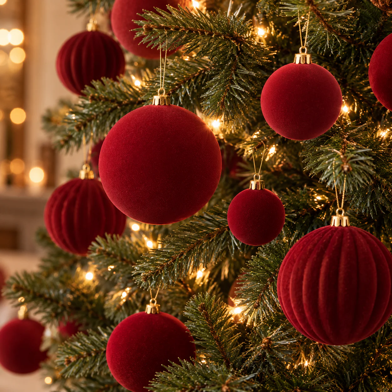 palline Natale,set 50 pezzi,bordeaux,vellutate,plastica,misure miste,decorazione albero,addobbi natalizi