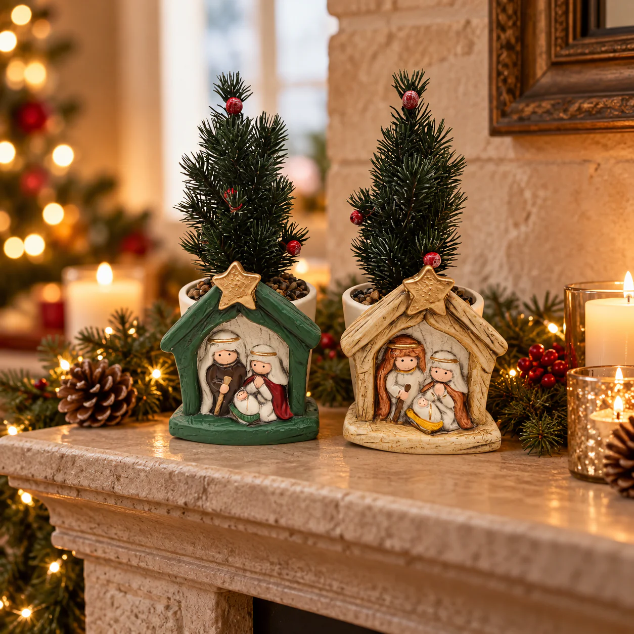 Natività,presepe,piantina decorativa,vaso ceramica,decorazione Natale,ceramica,soprammobile,presepe Natale