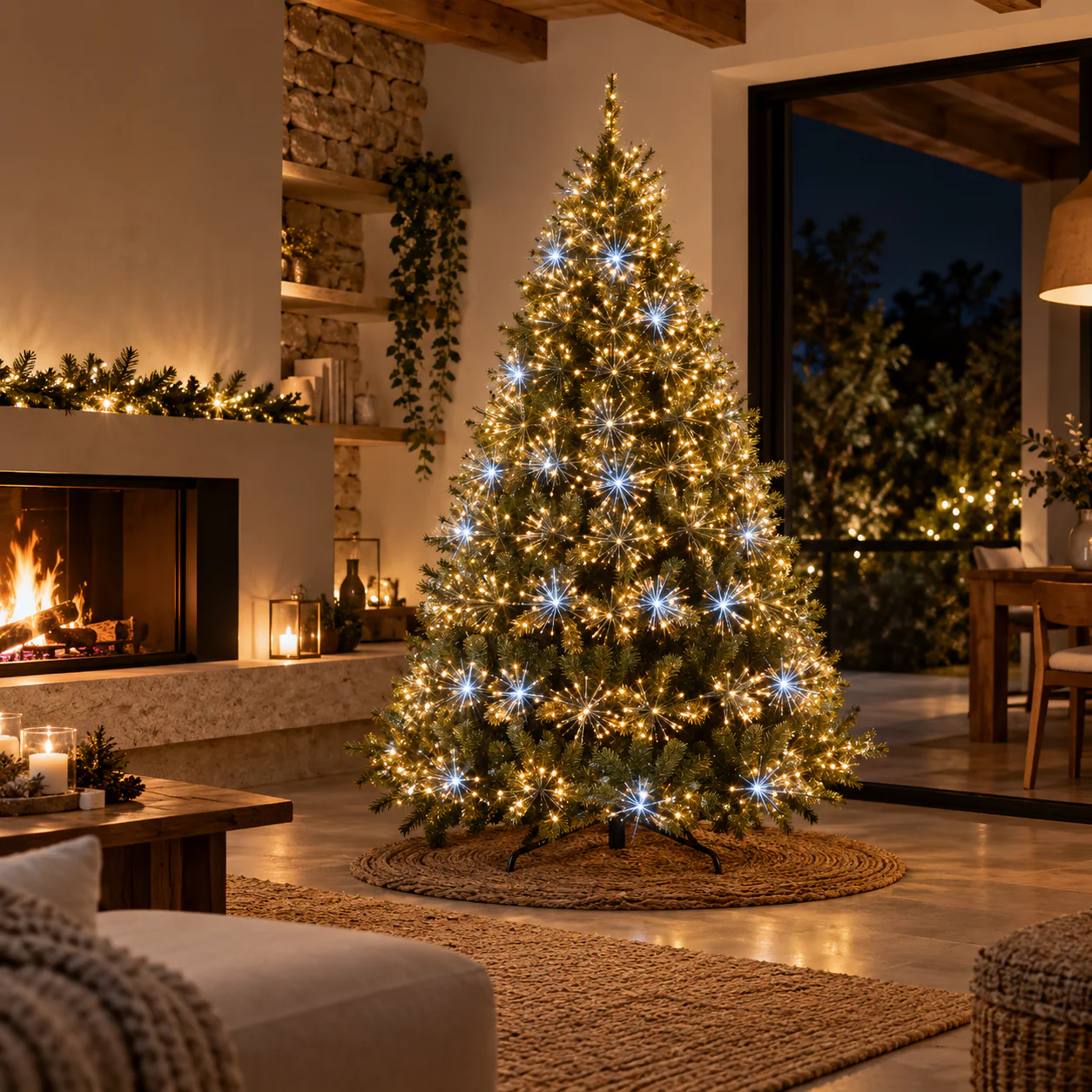 filo microLED,3000 LED,bianco caldo,flash,30 metri,filo verde,luci Natale,illuminazione natalizia