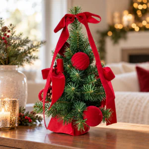 ABETE PALLE E FIOCCHI VELLUTO ROSSO H45CM 46RAMI