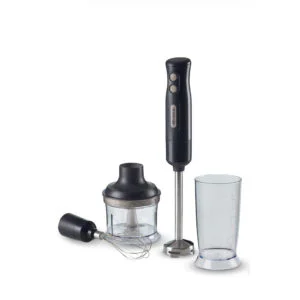 Ariete 601 Frullatore a Immersione con Tritatutto, 700 W, 2 Velocità, Lama in Acciaio Inox, Gamba Rimovibile, Bicchiere Trasparente, Dark & Sahara Grey