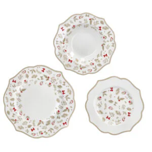 Servizio Piatti Natalizio Treschic BRANDANI 18 Pezzi in Porcellana New Bone China