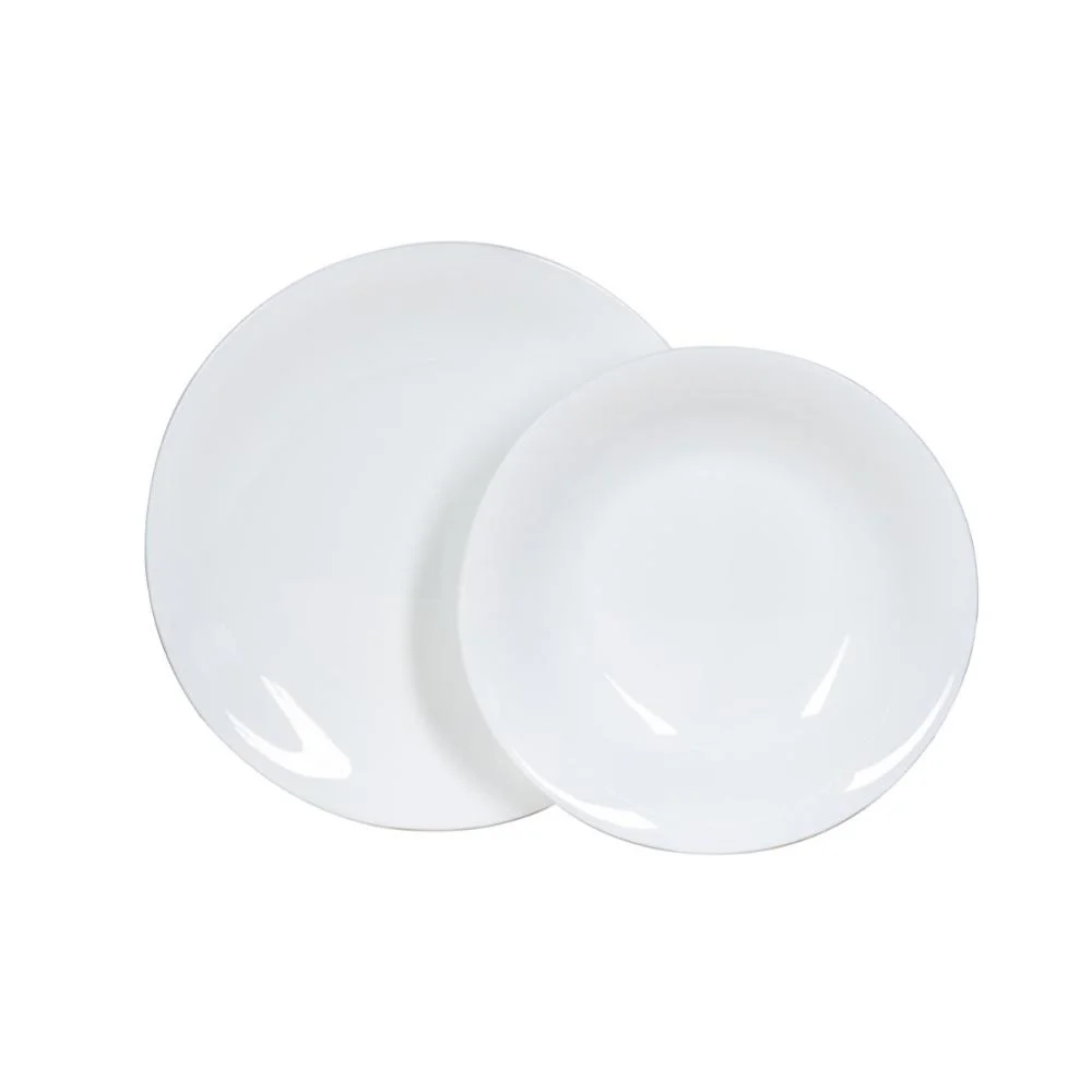 servizio tavola,vetro opale,bianco,18 pezzi,piatti moderni