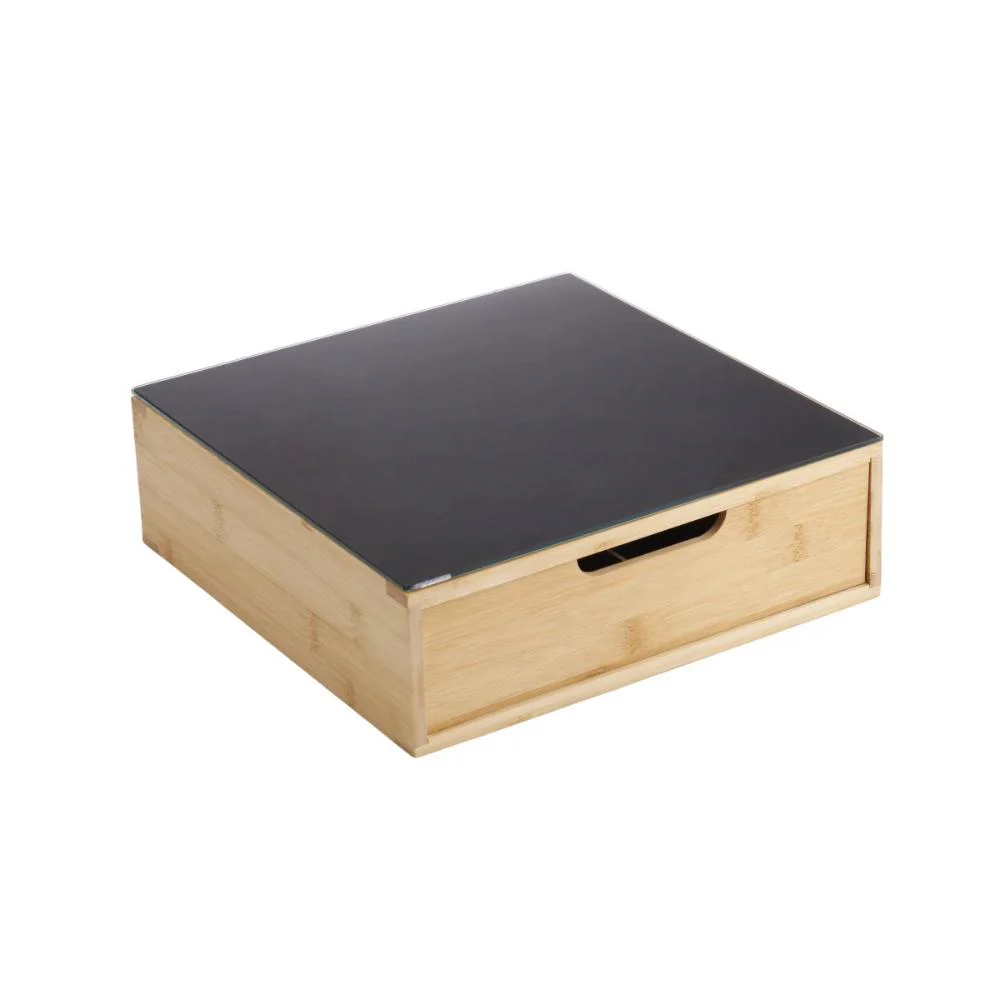 bamboo,vetro nero,portacialde,cassetto caffè,organizer cucina,capsule